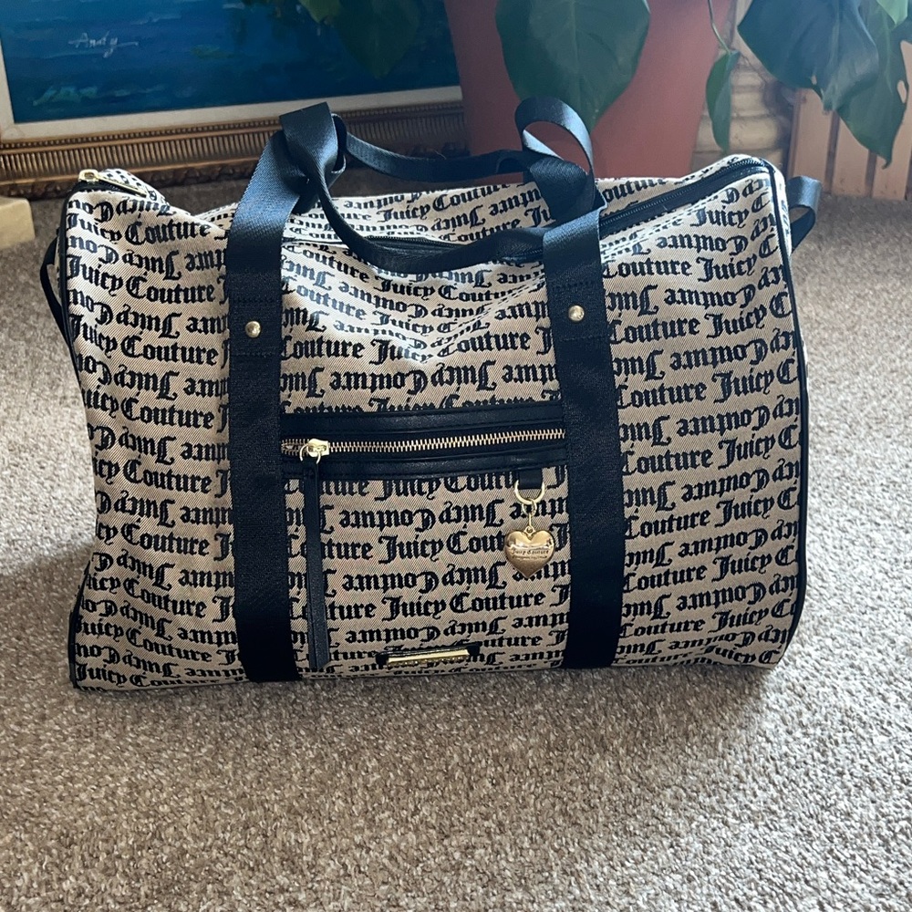 Juicy Couture Black and Tan Duffel Bag